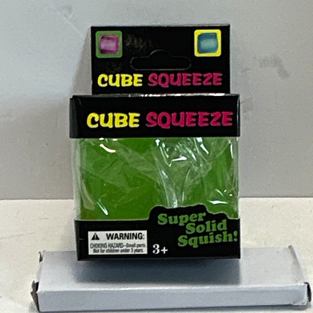 Cube Squeeze Gel Squish Ball Unisex 3in Green NEW Sensory Fidget Stress Toy